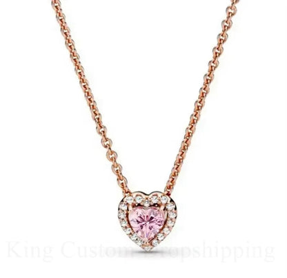 New Eternal Real Rose Rotating Box Heart Crystal Diamond Necklace Valentine'S Day Birthday Jewelry Gift for Friends and Lover
