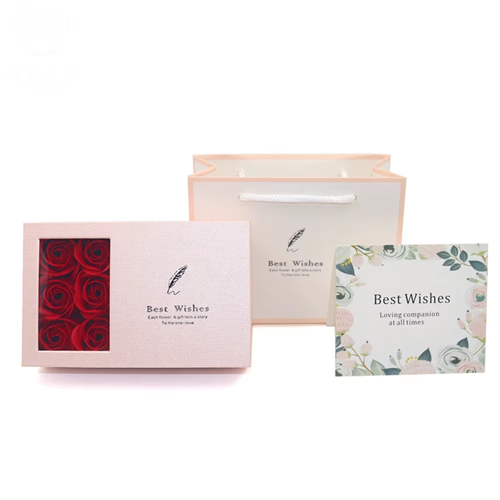 6Pcs Soap Rose Flower Gifts Box Valentines Lover'S Gifts Necklace Mothers Day Valentines Day Gift Fashion Romantic Jewelry Case