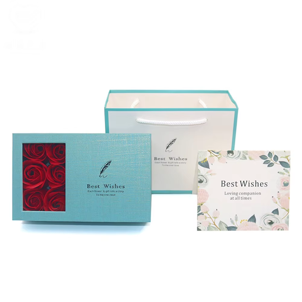 6Pcs Soap Rose Flower Gifts Box Valentines Lover'S Gifts Necklace Mothers Day Valentines Day Gift Fashion Romantic Jewelry Case