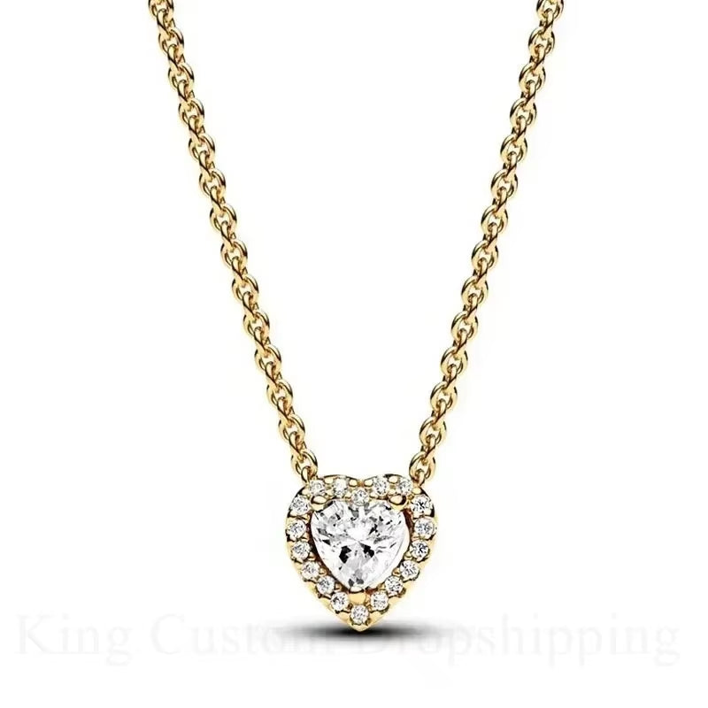 New Eternal Real Rose Rotating Box Heart Crystal Diamond Necklace Valentine'S Day Birthday Jewelry Gift for Friends and Lover